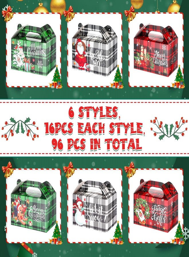 Cholemy 96 Pcs Christmas Treat Boxes 3D Cardboard Xmas Plaid Gift Boxes Christmas Cookie Paper Boxes Pre Assembled Candy Boxes for Gift Giving Buffalo Plaid Dessert Gift Wrap Boxes - Image 4